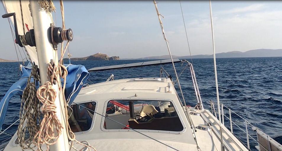 Rückblick nach Limnos 1 Meile vor der Küste
